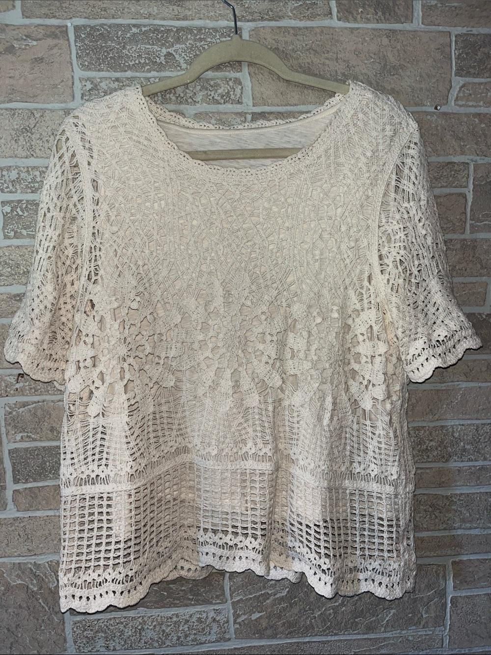 Design History Cream Crochet Lace Tunic